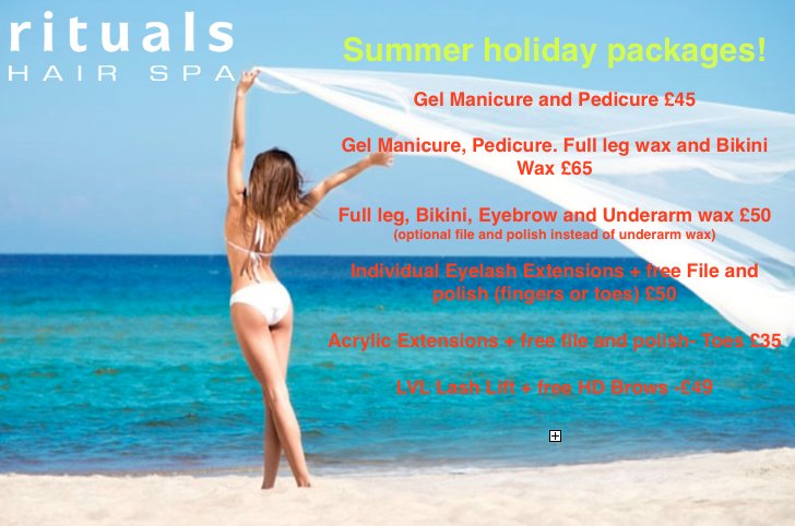 July hair & beauty packages from Rituals Hair Spa in Scotter